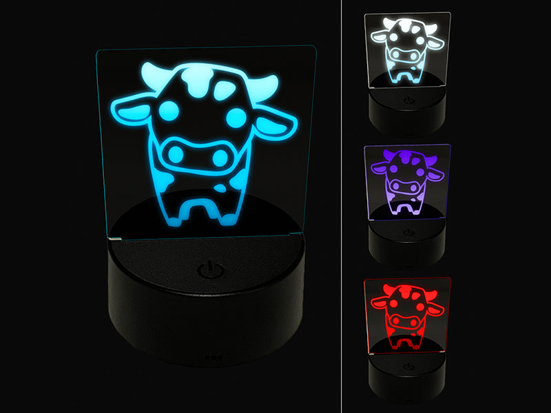 Cute Chibi Spotted Cow 3D Illusion LED Night Light Sign Nightstand Desk Lamp