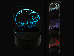 Cute Chubby Manatee 3D Illusion LED Night Light Sign Nightstand Desk Lamp