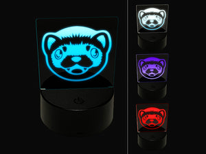 Cute Ferret Face 3D Illusion LED Night Light Sign Nightstand Desk Lamp