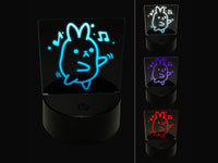 Cute Kawaii Bunny Rabbit Dancing to Music 3D Illusion LED Night Light Sign Nightstand Desk Lamp