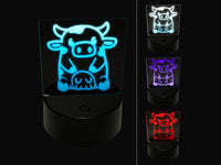 Cute Spotted Cow Sitting 3D Illusion LED Night Light Sign Nightstand Desk Lamp