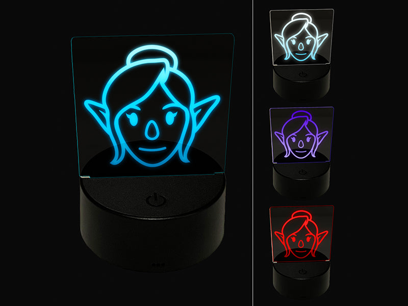 Elf Female Character Face 3D Illusion LED Night Light Sign Nightstand Desk Lamp