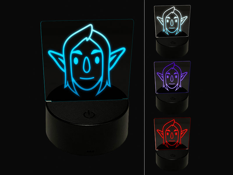 Elf Male Character Face 3D Illusion LED Night Light Sign Nightstand Desk Lamp