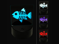 Fish Skeleton Bones 3D Illusion LED Night Light Sign Nightstand Desk Lamp