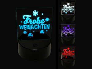 Frohe Weinachten German with Christmas Ornaments and Snowflakes 3D Illusion LED Night Light Sign Nightstand Desk Lamp