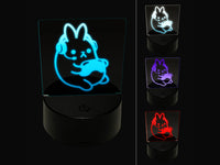 Geek Gamer Bunny Rabbit Playing Console Games 3D Illusion LED Night Light Sign Nightstand Desk Lamp