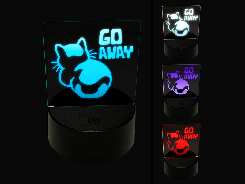 Go Away the Cat is Ignoring You 3D Illusion LED Night Light Sign Nightstand Desk Lamp