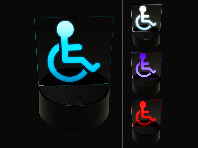 Handicap Disabled Wheelchair Access Icon 3D Illusion LED Night Light Sign Nightstand Desk Lamp