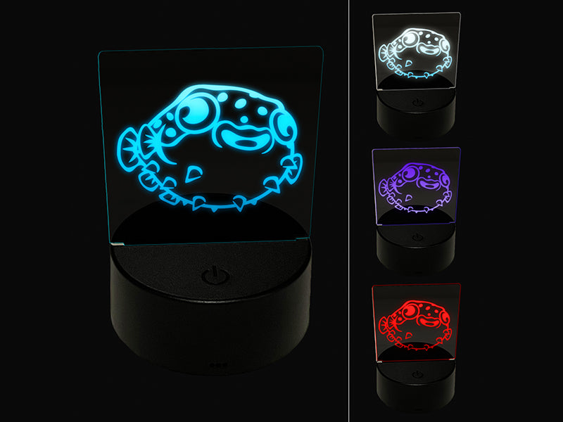 Happy Little Pufferfish 3D Illusion LED Night Light Sign Nightstand Desk Lamp