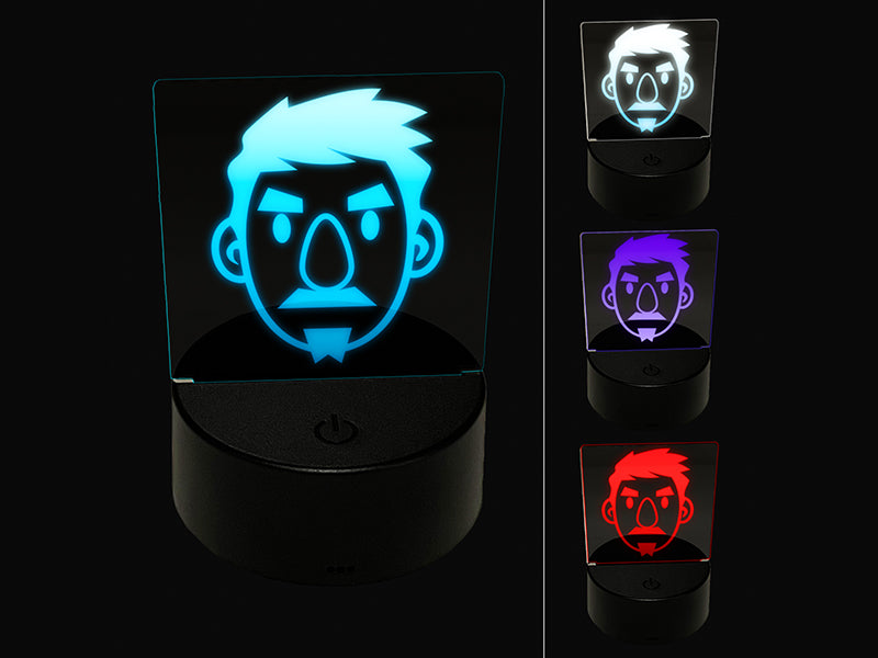 Human Male Character Face 3D Illusion LED Night Light Sign Nightstand Desk Lamp