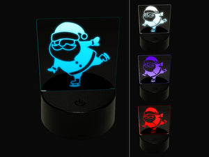 Ice Skating Christmas Santa Claus 3D Illusion LED Night Light Sign Nightstand Desk Lamp