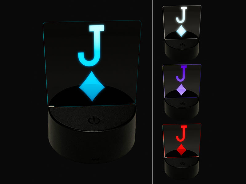 Jack of Diamonds Card Suit 3D Illusion LED Night Light Sign Nightstand Desk Lamp