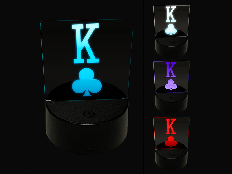 King of Clubs Card Suit 3D Illusion LED Night Light Sign Nightstand Desk Lamp