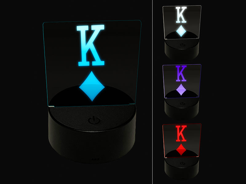 King of Diamonds Card Suit 3D Illusion LED Night Light Sign Nightstand Desk Lamp