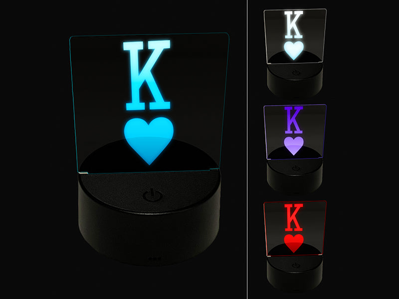 King of Hearts Card Suit 3D Illusion LED Night Light Sign Nightstand Desk Lamp