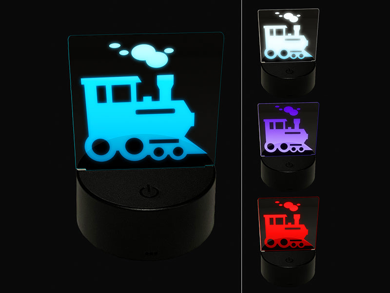 Locomotive Railway Train Engine 3D Illusion LED Night Light Sign Nightstand Desk Lamp
