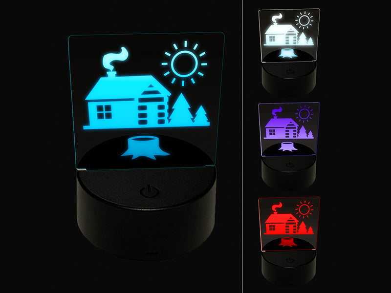 Log Cabin in the Woods 3D Illusion LED Night Light Sign Nightstand Desk Lamp