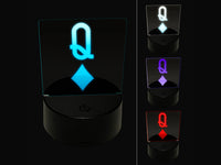 Queen of Diamonds Card Suit 3D Illusion LED Night Light Sign Nightstand Desk Lamp