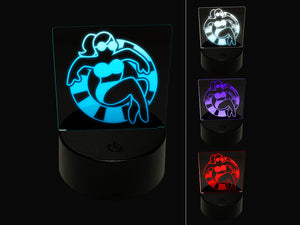 Summer Woman in Swimsuit Floating 3D Illusion LED Night Light Sign Nightstand Desk Lamp