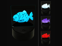 Toothy Piranha Fish 3D Illusion LED Night Light Sign Nightstand Desk Lamp