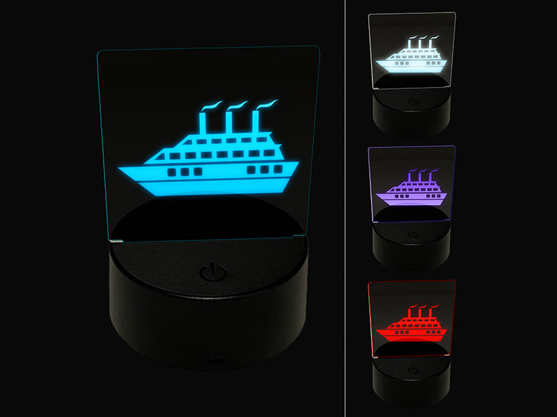Vacation Cruise Ship Boat 3D Illusion LED Night Light Sign Nightstand Desk Lamp