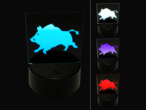 Wild Boar Pig Swine with Tusks 3D Illusion LED Night Light Sign Nightstand Desk Lamp