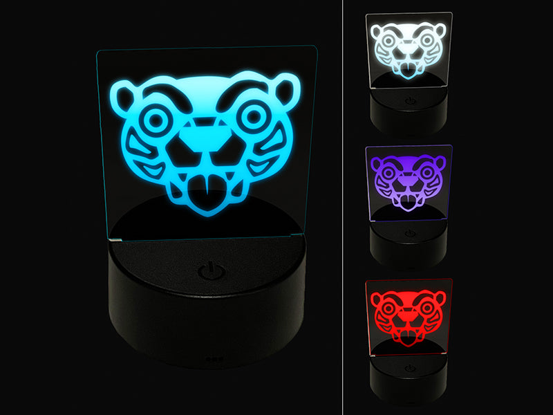 Wild Tribal Bear Face 3D Illusion LED Night Light Sign Nightstand Desk Lamp