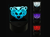 Wild Tribal Bear Face 3D Illusion LED Night Light Sign Nightstand Desk Lamp