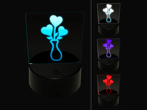 Vase of Heart Flowers Valentine's Day 3D Illusion LED Night Light Sign Nightstand Desk Lamp