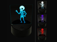 Cute Skeleton Waving 3D Illusion LED Night Light Sign Nightstand Desk Lamp