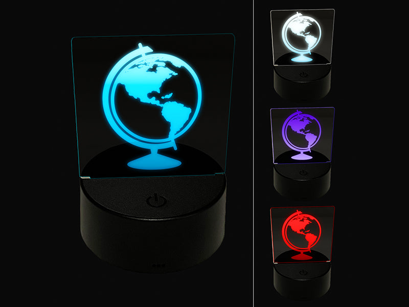 Explorer World Globe of Planet Earth 3D Illusion LED Night Light Sign Nightstand Desk Lamp