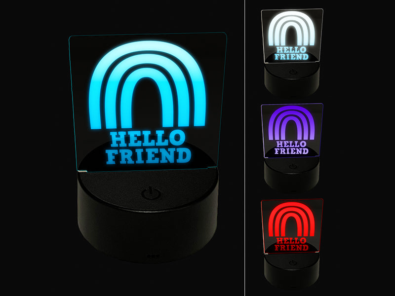 Hello Friend Fun Rainbow 3D Illusion LED Night Light Sign Nightstand Desk Lamp