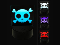 Cute Simple Skull and Crossbones 3D Illusion LED Night Light Sign Nightstand Desk Lamp