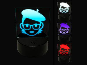 Artist Woman Icon 3D Illusion LED Night Light Sign Nightstand Desk Lamp