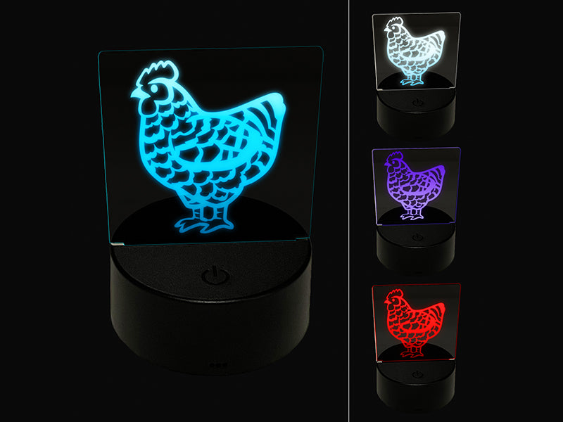 Barred Plymouth Rock Chicken 3D Illusion LED Night Light Sign Nightstand Desk Lamp