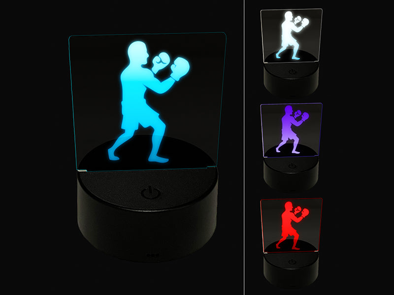 Boxer Boxing Fighting Pose 3D Illusion LED Night Light Sign Nightstand Desk Lamp