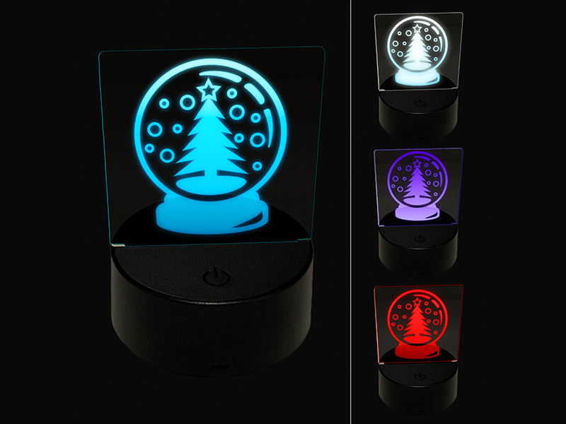 Christmas Tree in Snowglobe 3D Illusion LED Night Light Sign Nightstand Desk Lamp