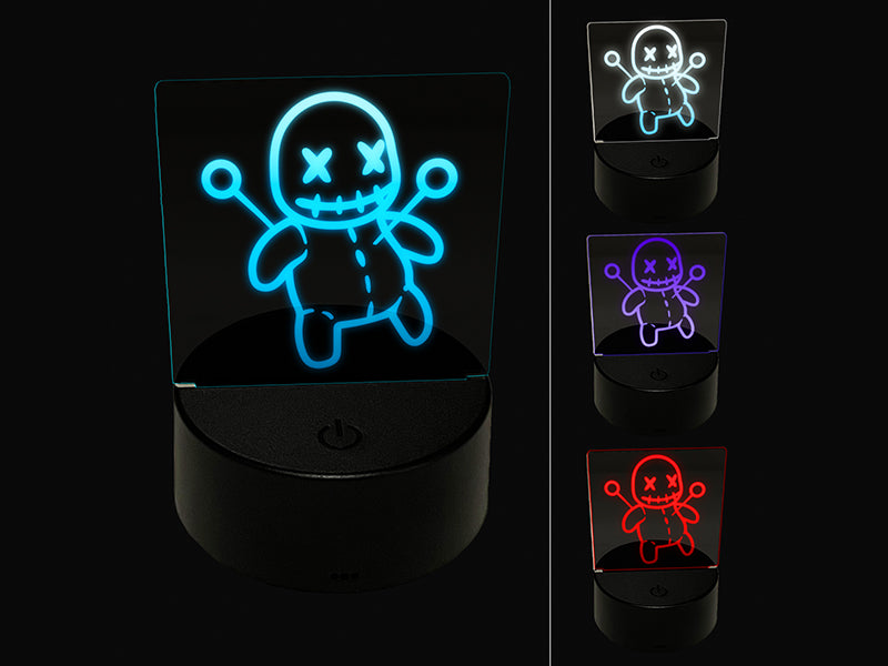 Creepy Voodoo Doll 3D Illusion LED Night Light Sign Nightstand Desk Lamp