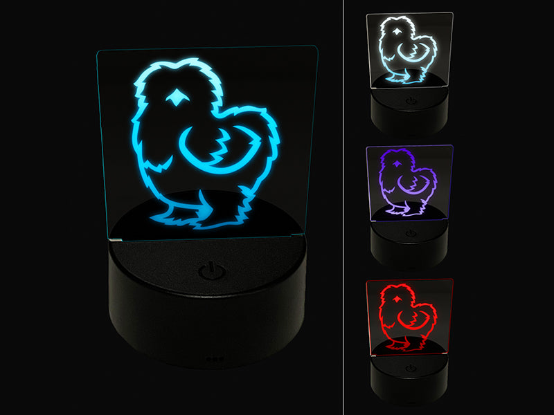 Fluffy Silkie Chicken 3D Illusion LED Night Light Sign Nightstand Desk Lamp