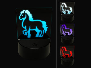 Majestic Standing Horse 3D Illusion LED Night Light Sign Nightstand Desk Lamp