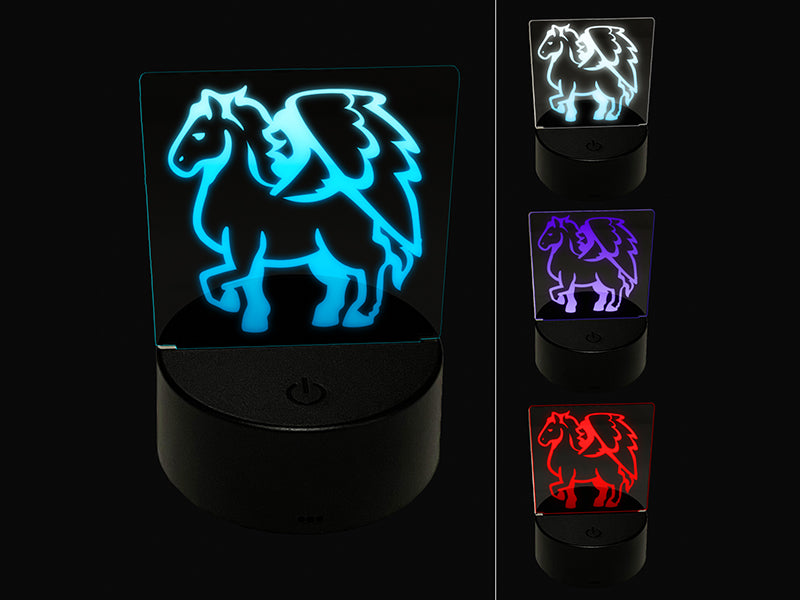 Mythical Winged Horse Pegasus 3D Illusion LED Night Light Sign Nightstand Desk Lamp