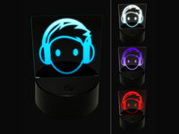 Occupation DJ with Headphones Icon 3D Illusion LED Night Light Sign Nightstand Desk Lamp