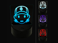 Occupation Farmer Cap Woman Icon 3D Illusion LED Night Light Sign Nightstand Desk Lamp