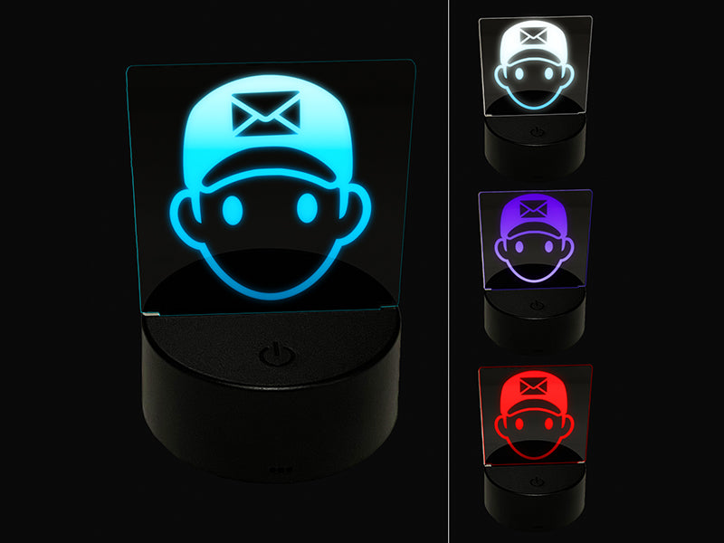 Occupation Mail Delivery Man Icon 3D Illusion LED Night Light Sign Nightstand Desk Lamp