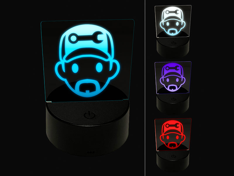 Occupation Mechanic Engineer Man Icon 3D Illusion LED Night Light Sign Nightstand Desk Lamp