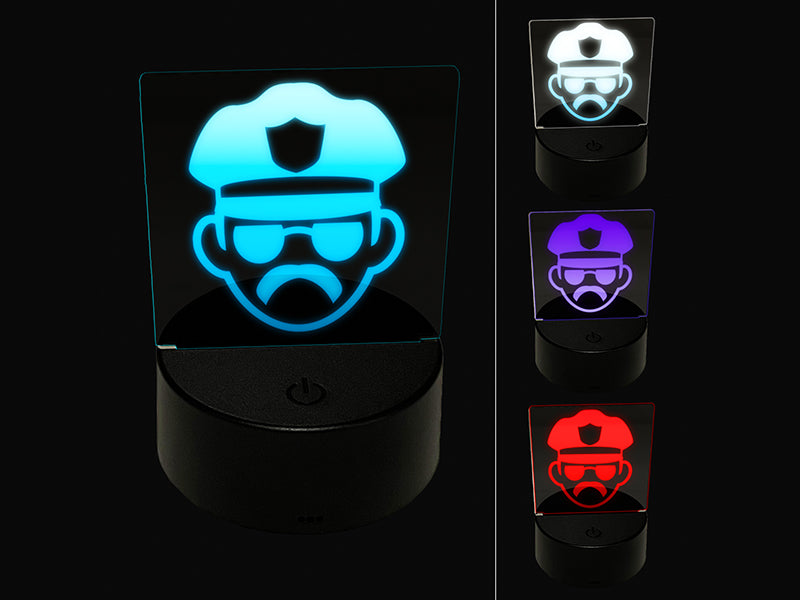 Occupation Police Officer Man Icon 3D Illusion LED Night Light Sign Nightstand Desk Lamp