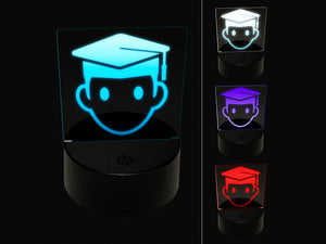 Occupation Student Graduate Cap Graduation Icon 3D Illusion LED Night Light Sign Nightstand Desk Lamp