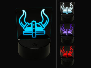 Viking Horned Helmet 3D Illusion LED Night Light Sign Nightstand Desk Lamp