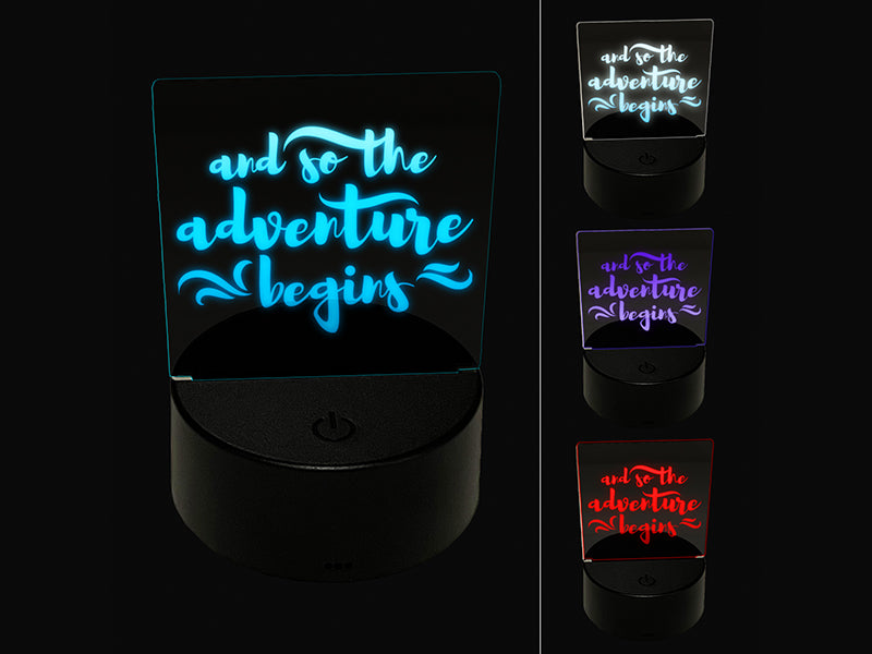 And So the Adventure Begins 3D Illusion LED Night Light Sign Nightstand Desk Lamp