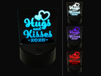 Hugs and Kisses XO Hearts Fun Text 3D Illusion LED Night Light Sign Nightstand Desk Lamp